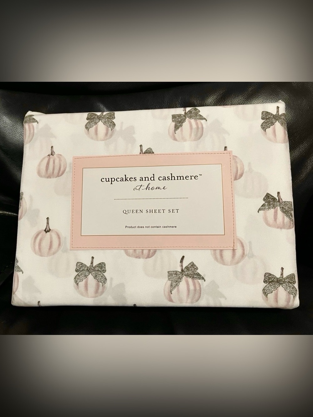 Halloween CUPCAKES & CASHMERE Pumpkin Lace Bow Queen Sheet Set